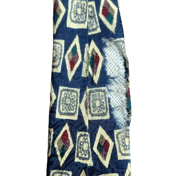 Blue Geometric Square and Diamond Tie - Picture 6 of 7